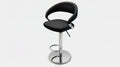 Czarny hoker barowy obrotowy z oparciem, stal chromowana, 45 x 47 x 85-106 cm