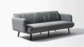 Trzyosobowa sofa z tapicerką poliestrową, szara z ciemnobrązowymi nogami, 220 × 85 × 85 cm