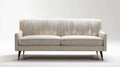 Kremowa sofa trzyosobowa z ciemnobrązowymi nogami, 220 × 90 × 85 cm