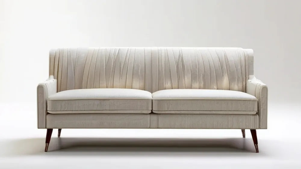 Kremowa sofa trzyosobowa z ciemnobrązowymi nogami, 220 × 90 × 85 cm