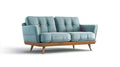 Trzyosobowa sofa retro z aksamitną tapicerką morską 195 x 84 x 84 cm