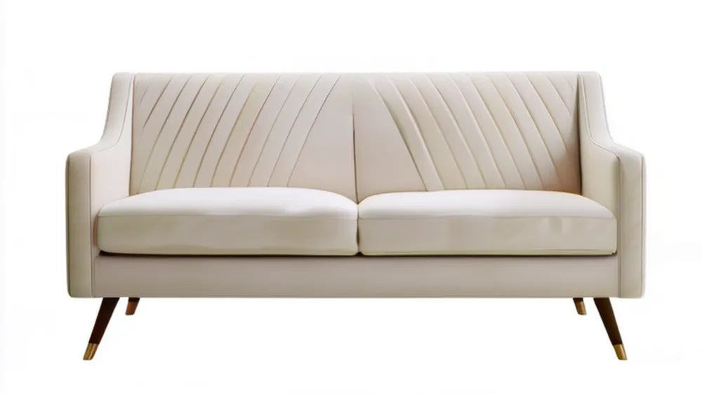 Kremowa sofa dwuosobowa ze skóry syntetycznej PU 160 x 82 x 85 cm