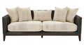 3-osobowa sofa z plecionką PE brązowa z kremowymi poduszkami, 200 × 85 × 80 cm