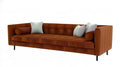 Trzyosobowa sofa z tapicerką z syntetycznej skóry PU, brązowa, 220 x 90 x 78 cm
