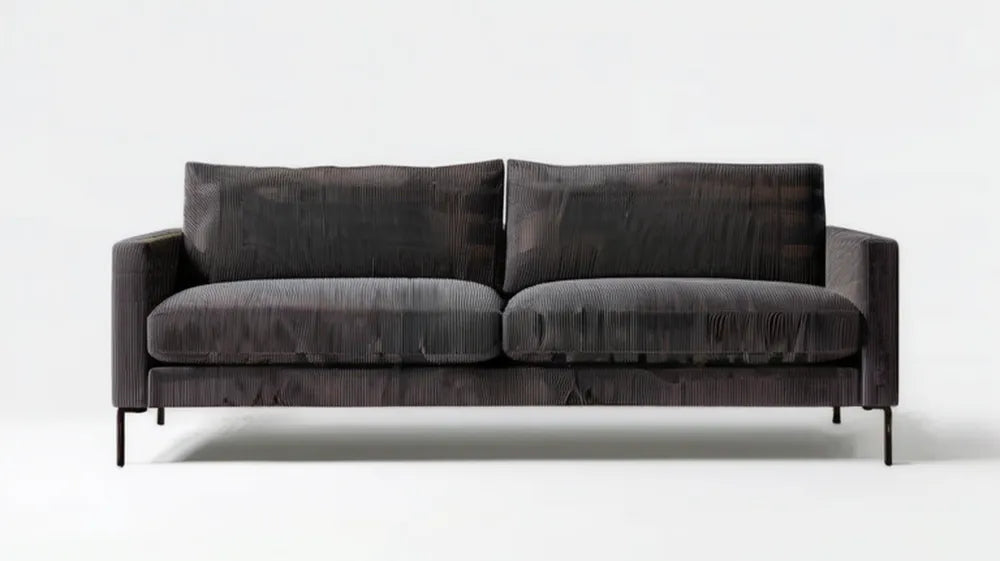 Grafitowa sofa dwuosobowa ze sztruksu z czarnymi nogami, 180 x 85 x 82 cm