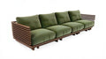 Czteroosobowa sofa ogrodowa z drewna akacjowego zielono-ciemnobrązowa 300 x 85 x 75 cm