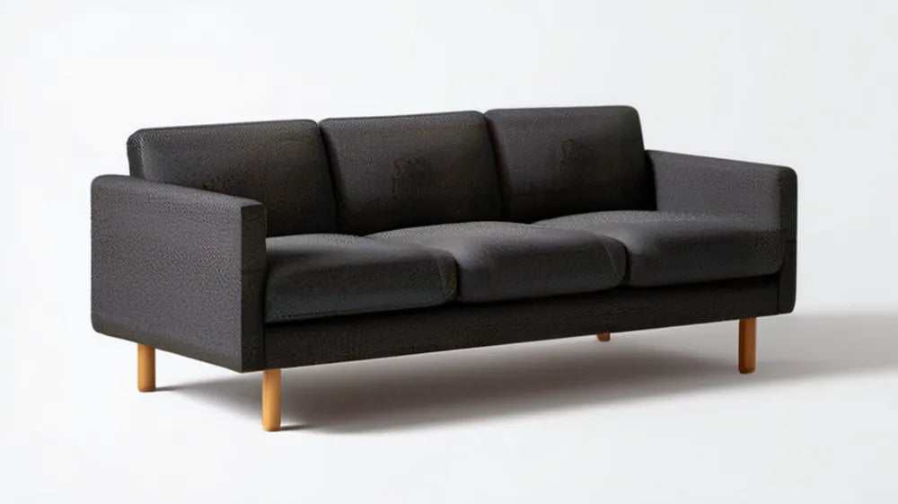 Sofa trzyosobowa ciemnoszara z bukowymi nogami 210 x 88 x 82 cm