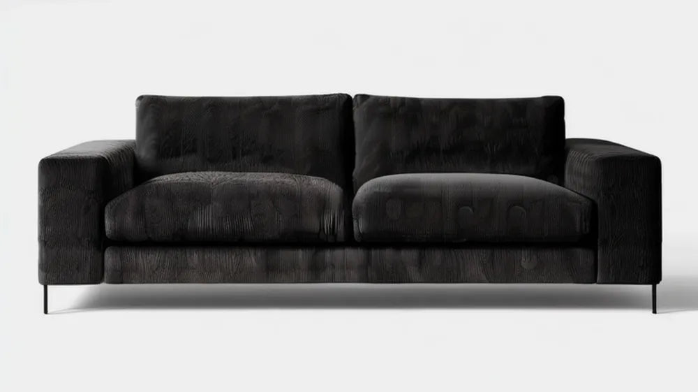 Czarna sofa trzyosobowa ze sztruksową tapicerką 220 x 95 x 85 cm