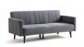 Szara sofa trzyosobowa z ciemnobrązowymi nogami, 200 x 85 x 85 cm