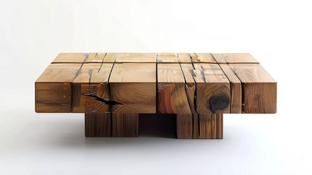 Kwadratowy stolik kawowy z litego drewna odzyskanego, brązowy, 100 x 100 x 35 cm