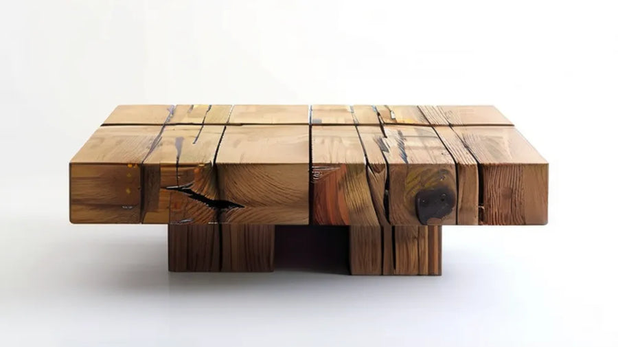 Kwadratowy stolik kawowy z litego drewna odzyskanego, brązowy, 100 x 100 x 35 cm