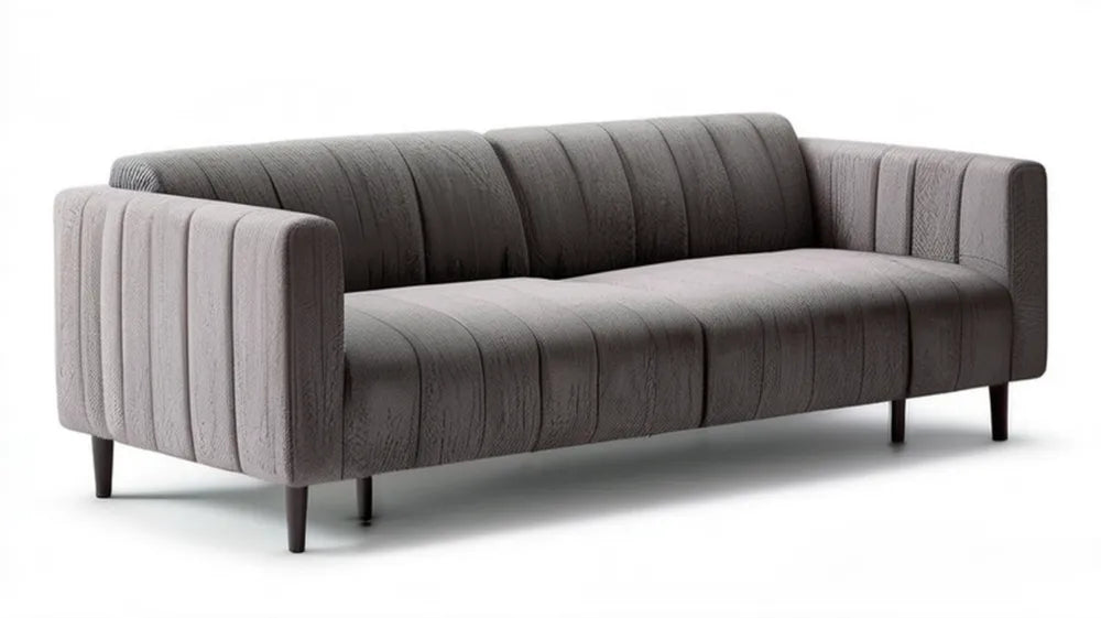 Szara sofa trzyosobowa z tapicerką poliestrową 220 x 90 x 80 cm