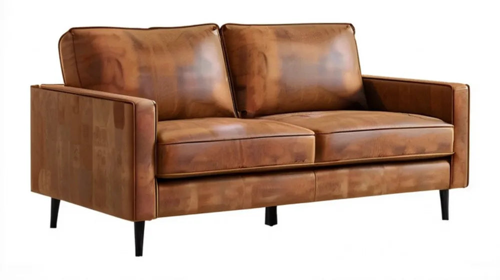 Brązowa dwuosobowa sofa ze skóry syntetycznej PU 180 x 85 x 82 cm