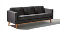 Trzyosobowa sofa z czarną tapicerką i nogami w naturalnym brązie, 210 x 85 x 82 cm