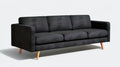 Czarna sofa trzyosobowa z drewnianymi nogami 220 x 90 x 85 cm