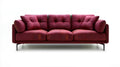 Bordowa sofa trzyosobowa z tapicerką poliestrową 220 x 90 x 82 cm