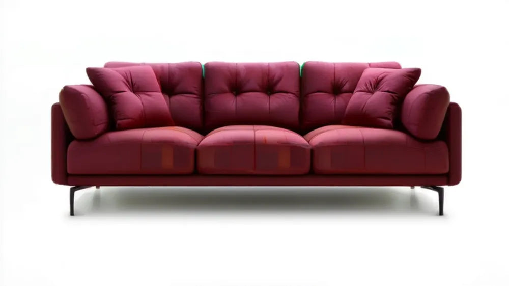 Bordowa sofa trzyosobowa z tapicerką poliestrową 220 x 90 x 82 cm